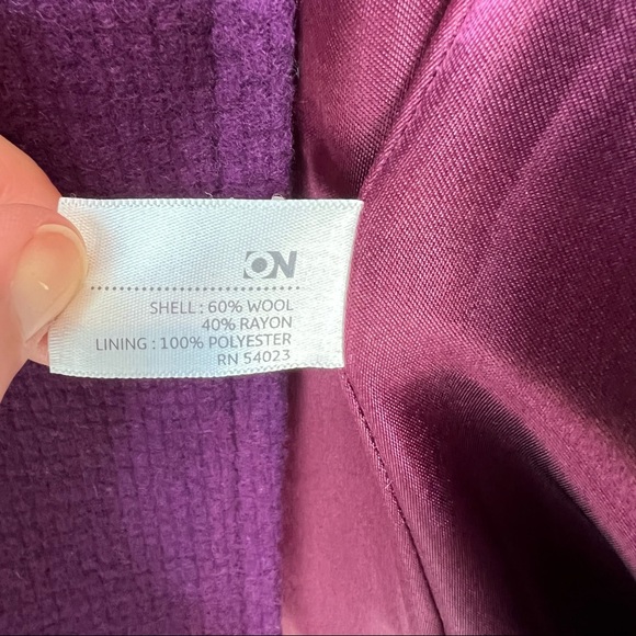 Old Navy purple Peter Pan collar wool blend winter trench coat bell slee… - Picture 5 of 10